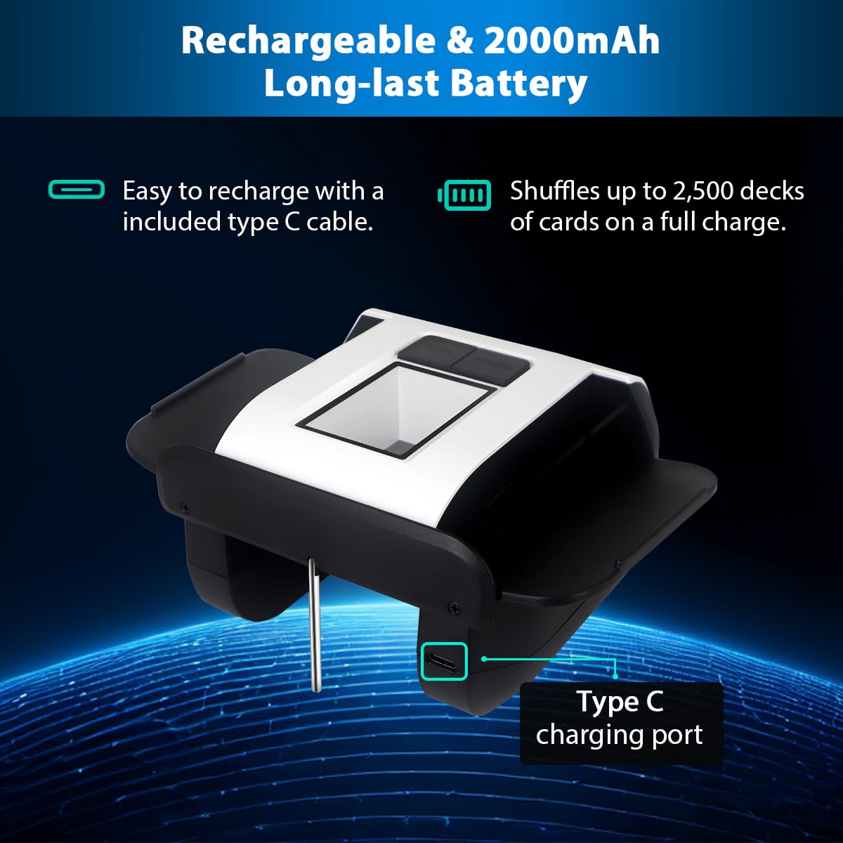 ShuffleBox S1 Automatic Card Shuffler – 2 Decks, 2000mAh, USB-C