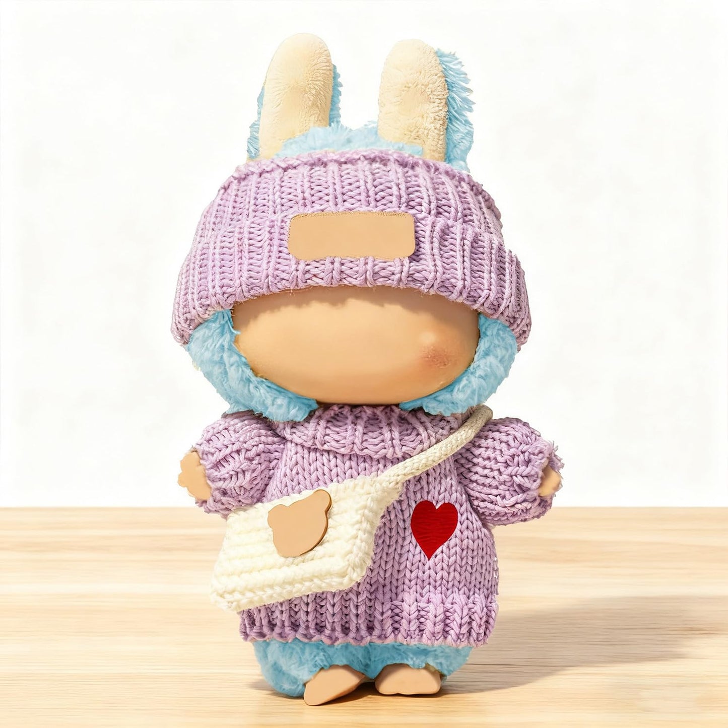 SHUOXUKE 17cm Doll Clothes Outfit Set – 3-Piece Handcrafted Crochet Accessories (Purple)