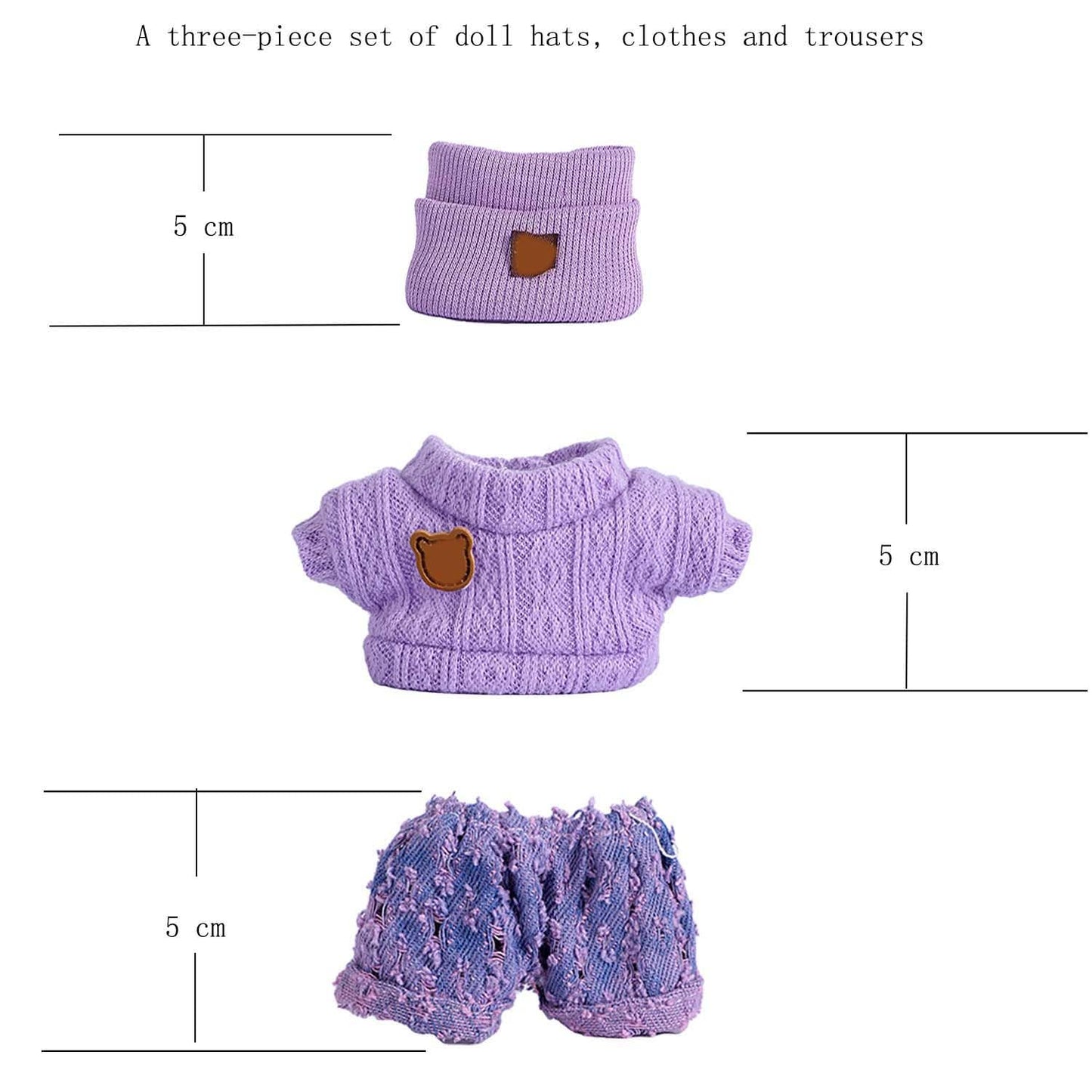 SHUOXUKE 17cm Doll Clothes Set – 3-Piece Valentine Outfit (Hat, Sweater, Pants) for 6.7-Inch Dolls