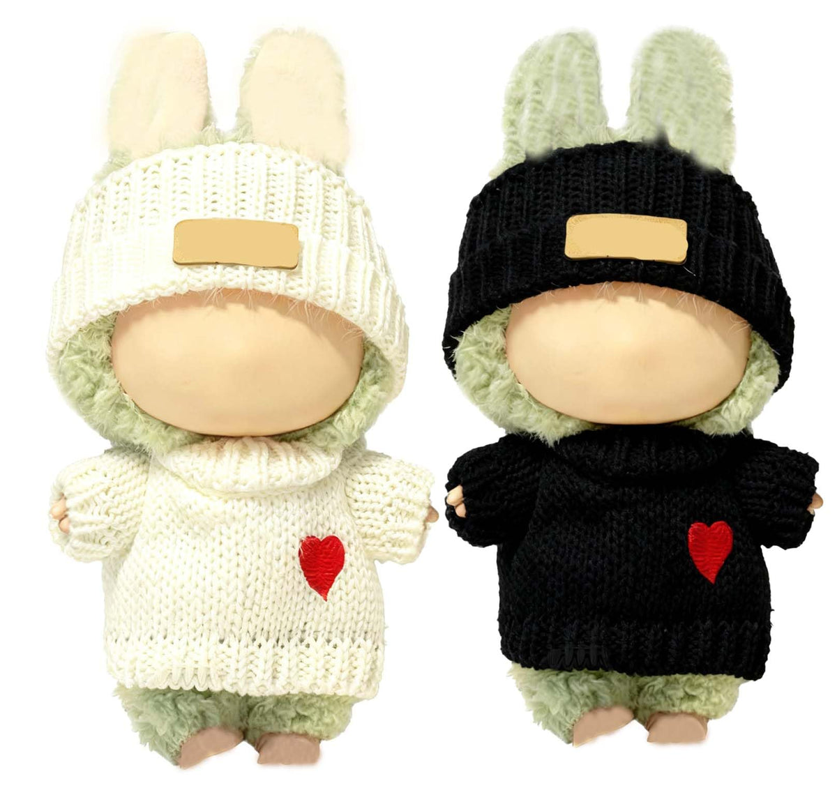 SHUOXUKE 2 Sets Doll Clothes for 17cm & 15cm Dolls – 4-Piece Crochet Outfit Set with Hats & Sweater