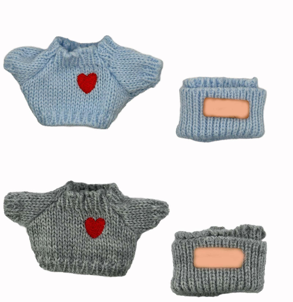SHUOXUKE 2 Sets Crochet Doll Clothes - 4-Piece Outfit Set for 15/17 cm Dolls, Blue & Grey