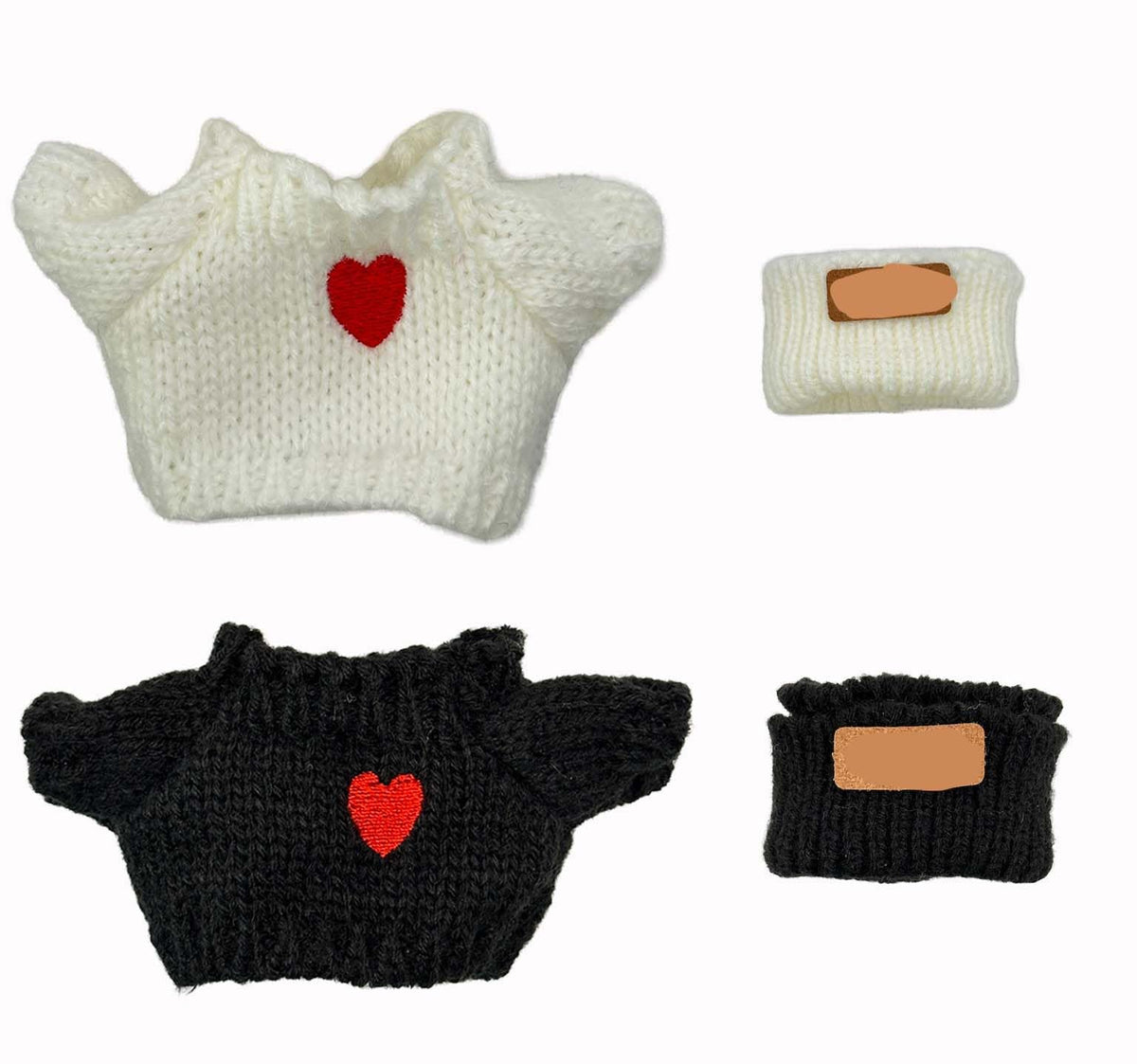 SHUOXUKE 2 Sets Doll Clothes for 17cm & 15cm Dolls – 4-Piece Crochet Outfit Set with Hats & Sweater