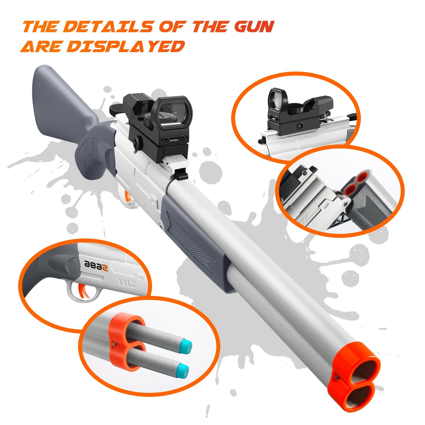 Shushuzz Cool Toy Shotgun: Realistic Double-Barrel Gun with Sight for Ages 8-12