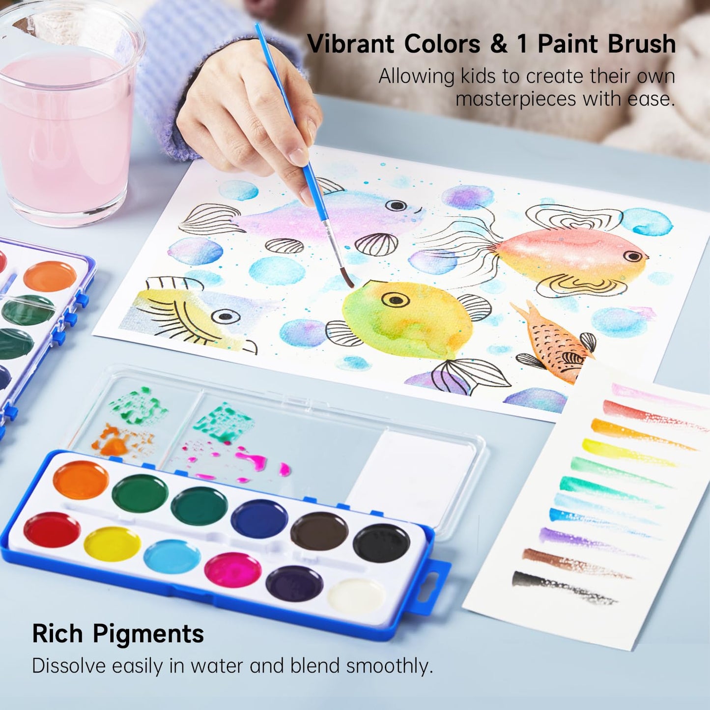 Shuttle Art 60 Pack Watercolor Paint Set – Vibrant, Washable Colors for Kids & Classrooms