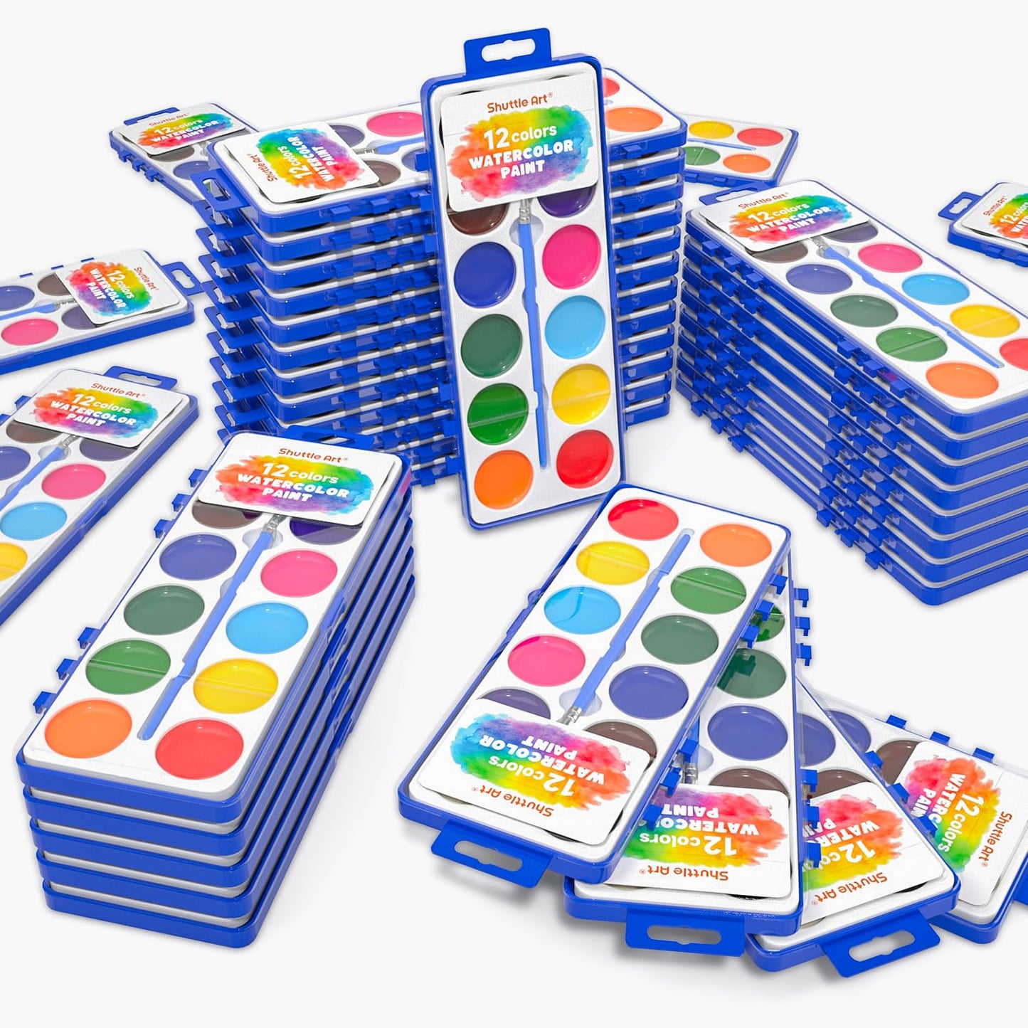 Shuttle Art 60 Pack Watercolor Paint Set – Vibrant, Washable Colors for Kids & Classrooms