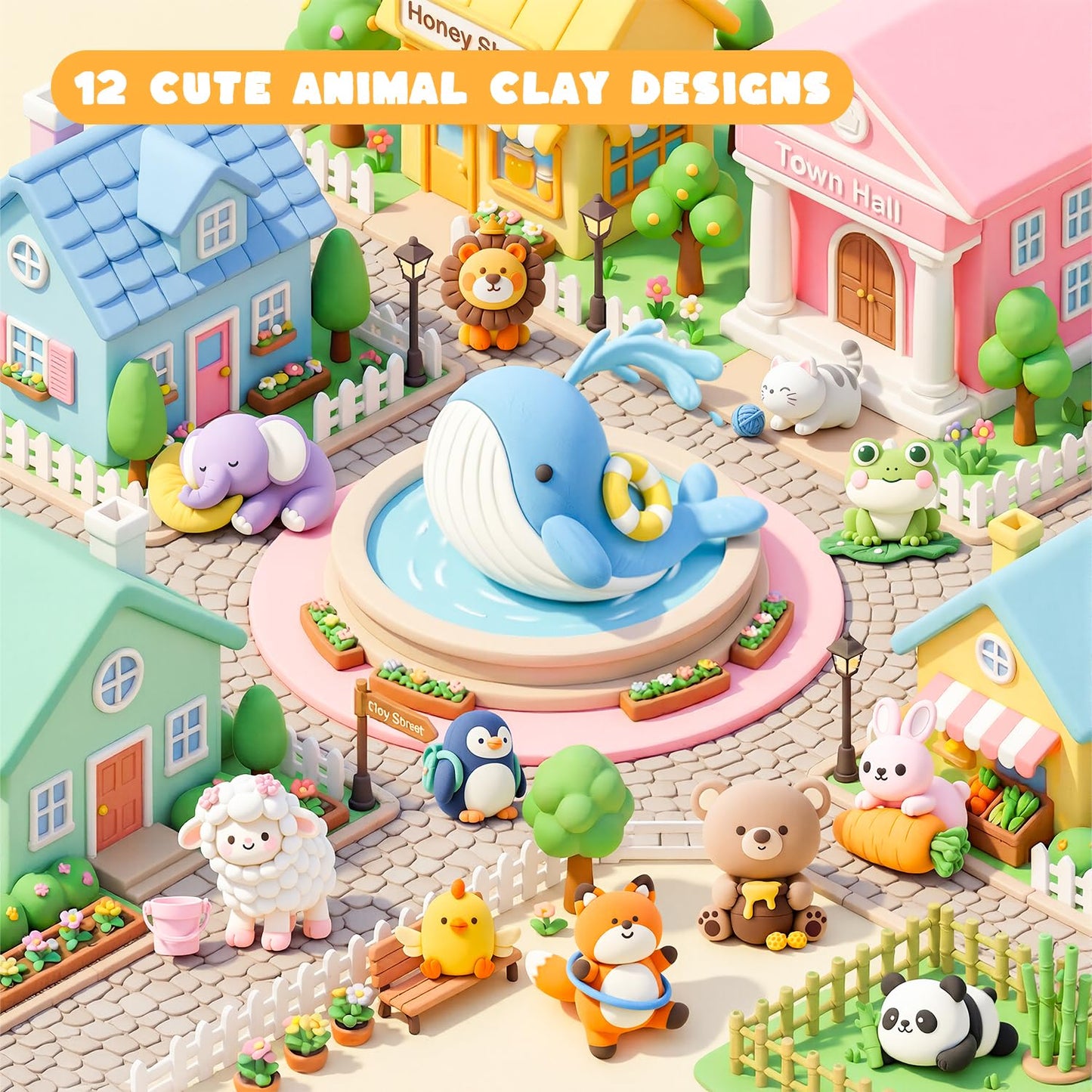 Shuttle Art Zoo Town 55-Piece Air Dry Clay Kit for Kids with Tutorials, Tools & Safe Non-Sticky Craft