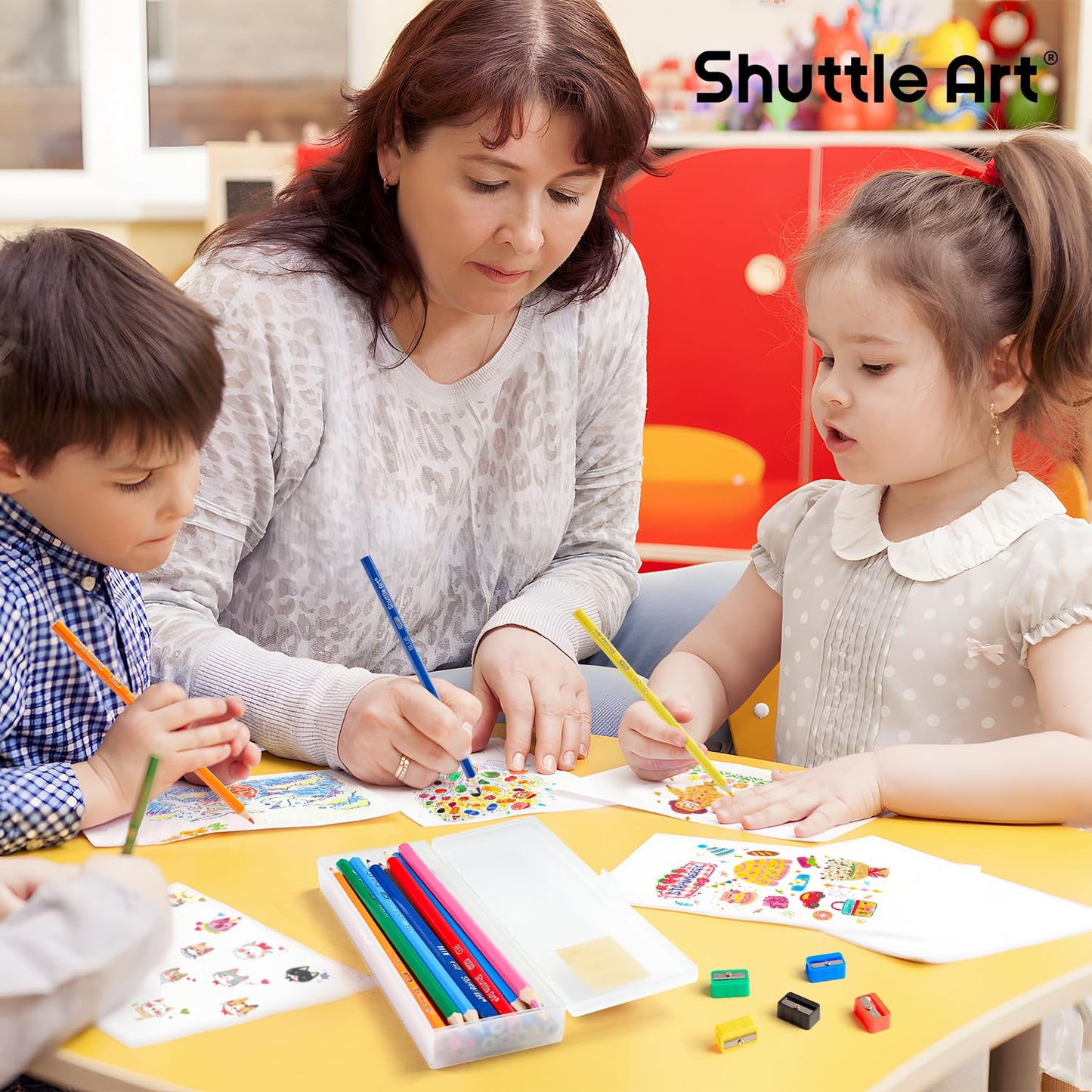 Shuttle Art 288 PCS Colored Pencils Bulk — 12 Colors, Pre-Sharpened with 15 Sharpeners