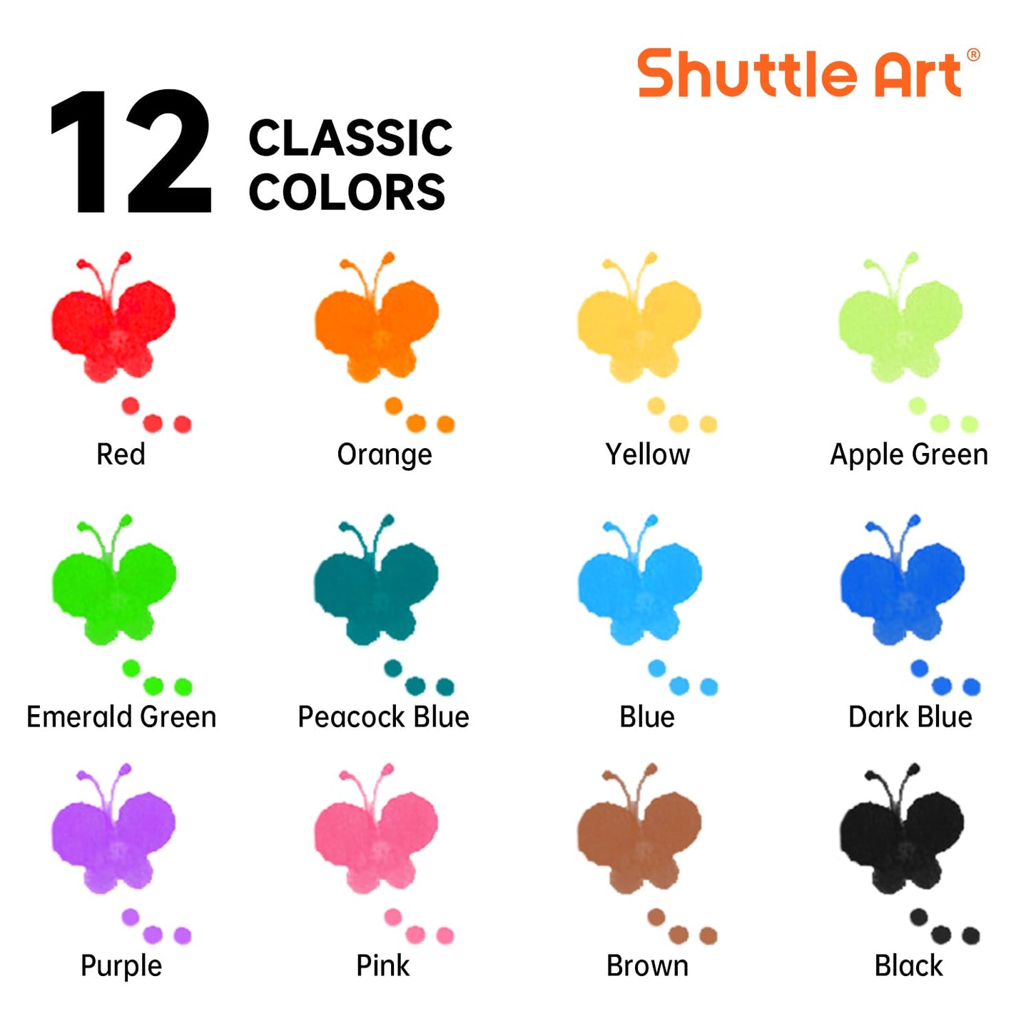 Shuttle Art Dot Makers: 12 Colors + 20-Page Activity Book | Non-Toxic Washable Markers