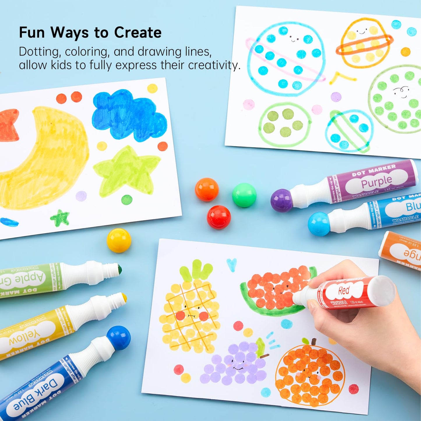 Shuttle Art Dot Makers: 12 Colors + 20-Page Activity Book | Non-Toxic Washable Markers