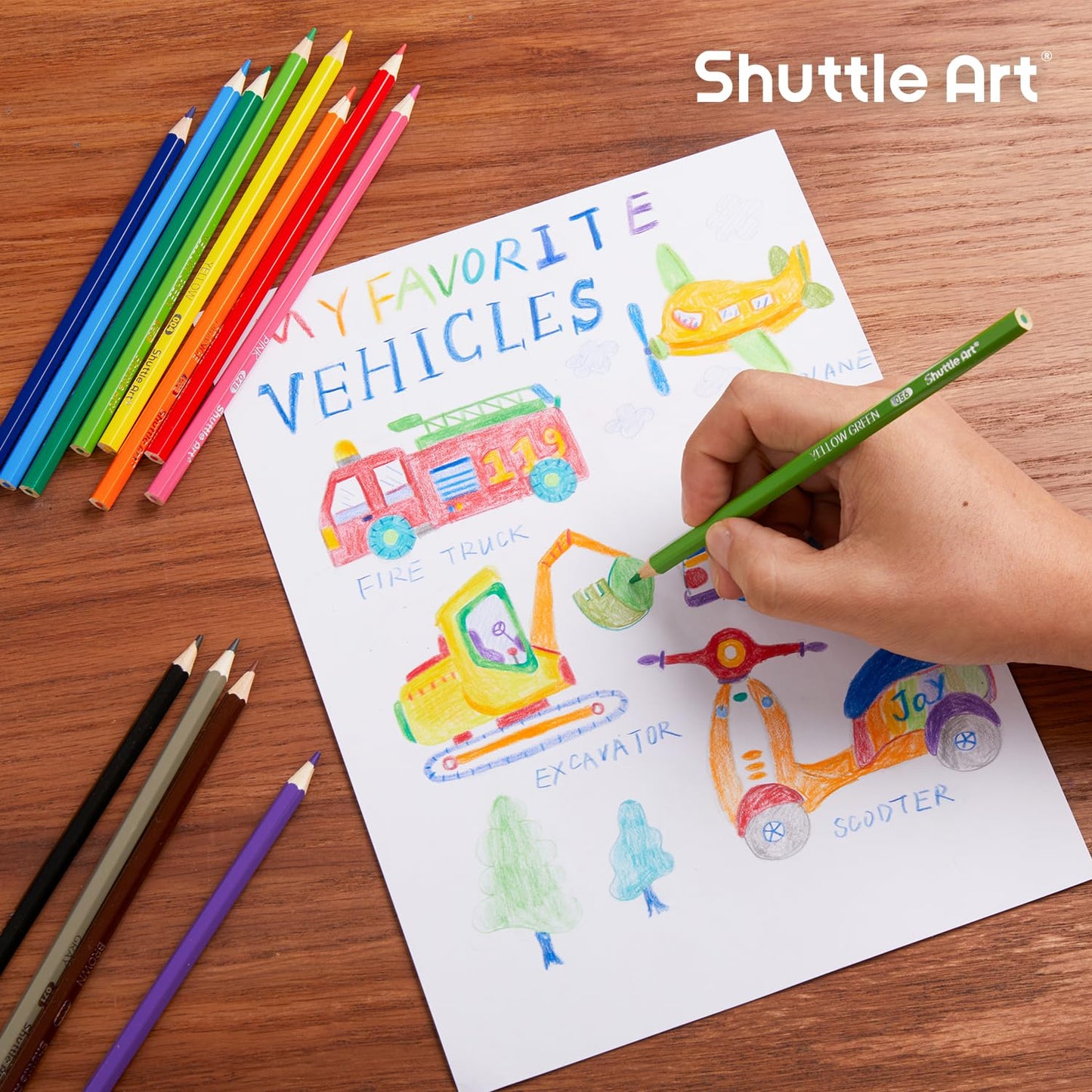 Shuttle Art 504-Pack Colored Pencils Bulk — Pack of 42, 12 Vibrant Colors, Pre-Sharpened, Break-Resistant