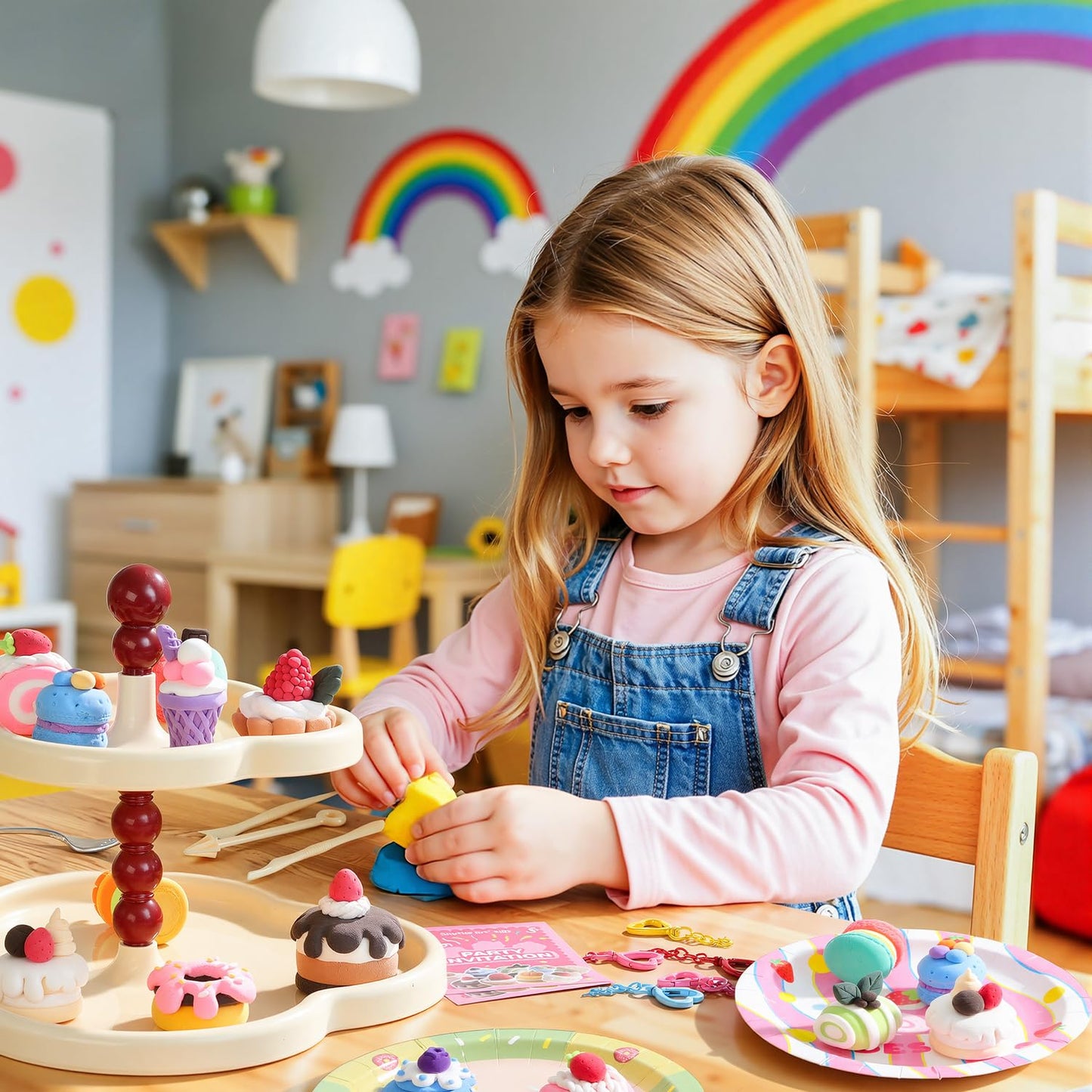 Shuttle Art Air Dry Clay Kit Cake Time – 52 Pcs for Kids | Safe, Non-Sticky Craft Toys
