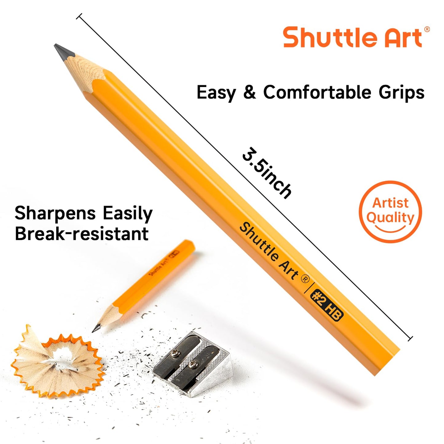 Shuttle Art 360 Pack #2 HB Golf Pencils - 3.5-inch Wood-Cased, Pre-Sharpened Bulk for Classrooms