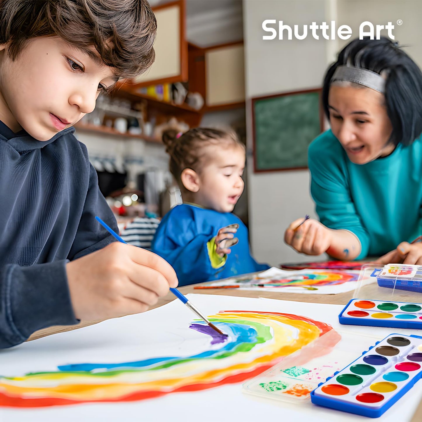 Shuttle Art 60 Pack Watercolor Paint Set – Vibrant, Washable Colors for Kids & Classrooms
