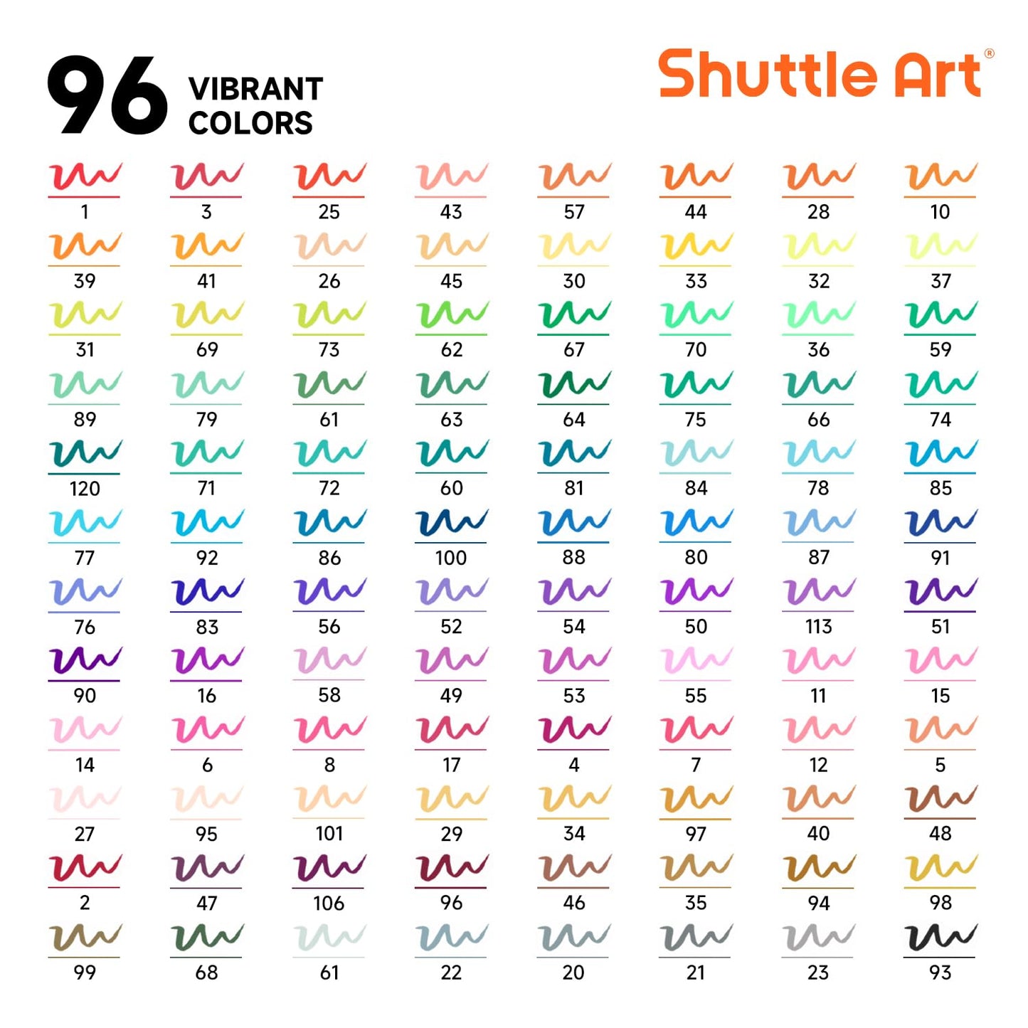 Shuttle Art Dual Tip Brush Pens – 96 Colours with Holder & Colouring Book