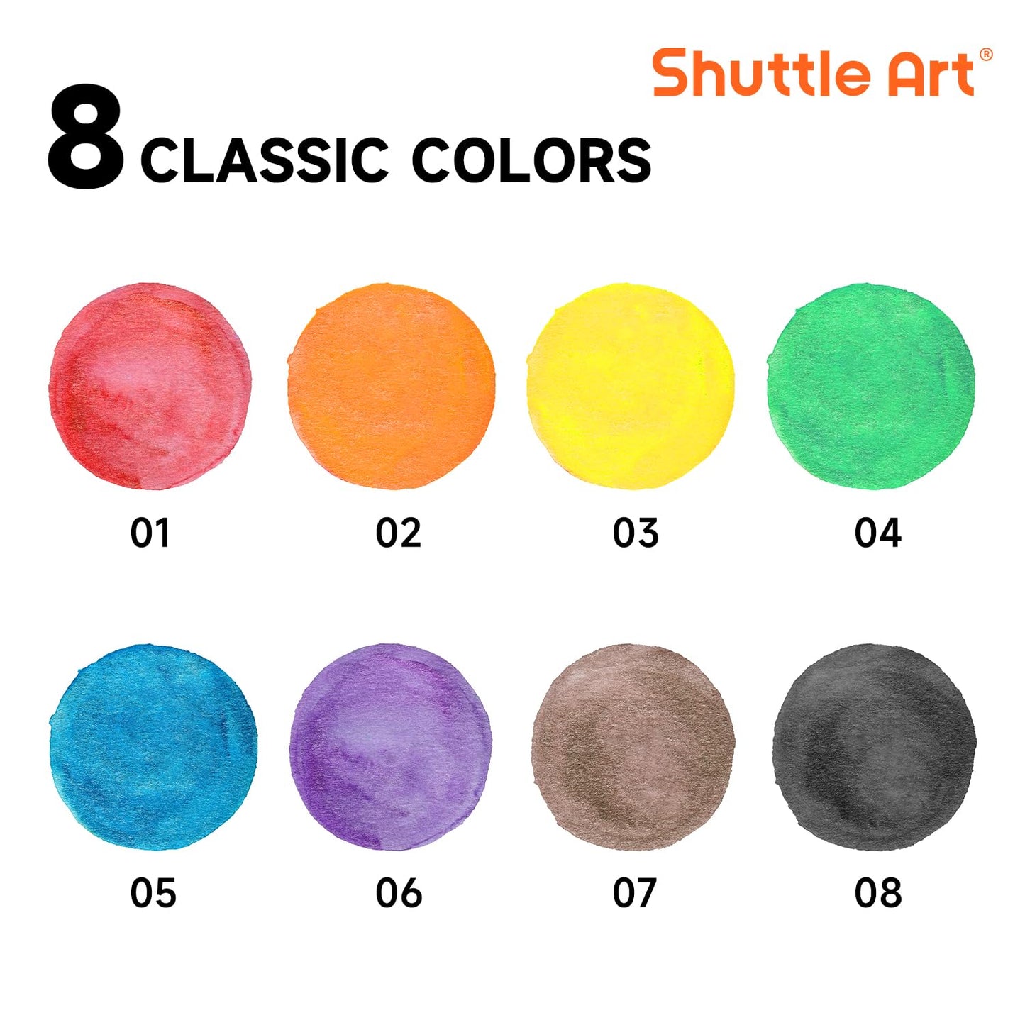 Shuttle Art 24 Pack Watercolor Paint Set with Brushes & Color Wheels – Non-Toxic & Classroom Ready