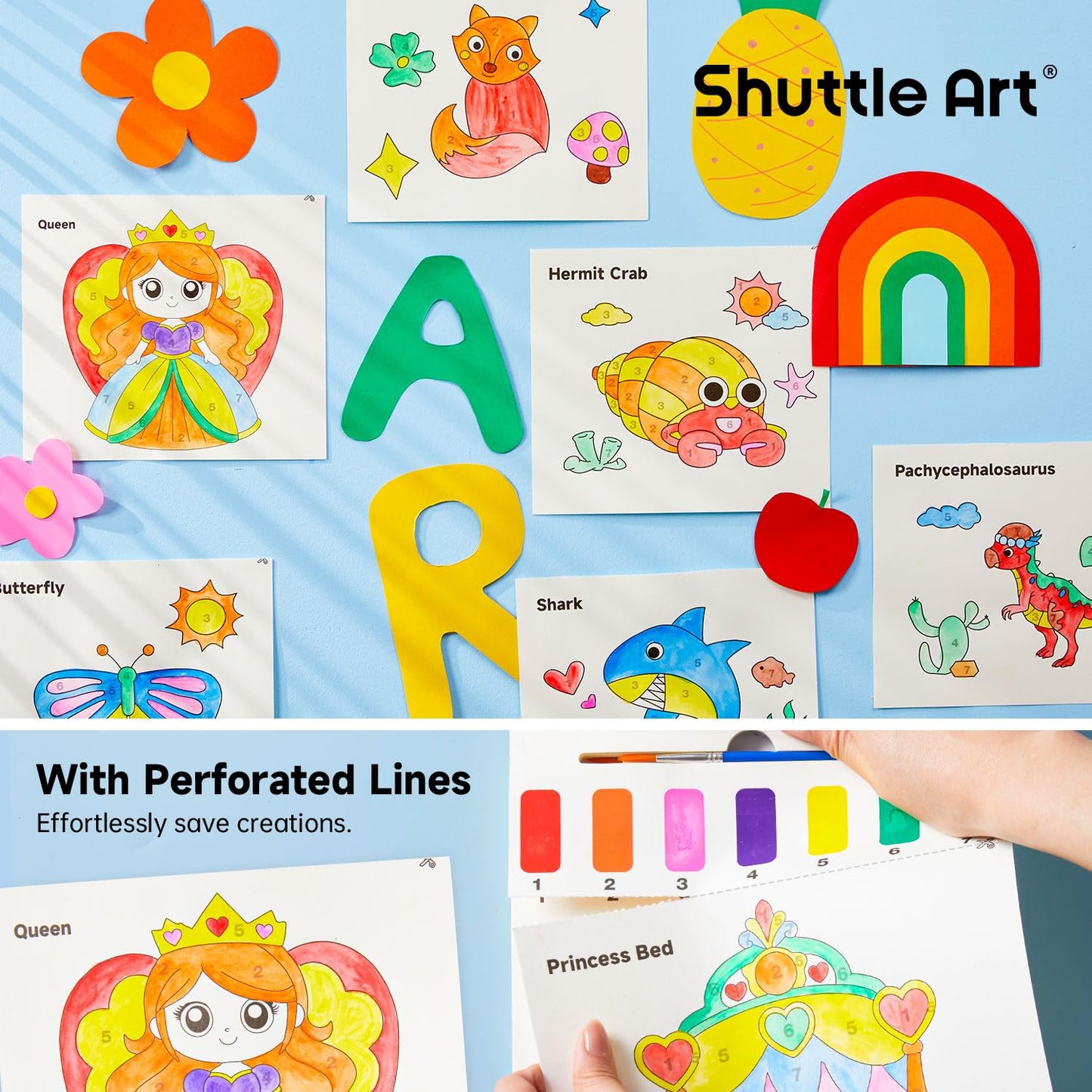 Shuttle Art Paint with Water Coloring Book for Kids – 25 Princess Pages + 2 Brushes