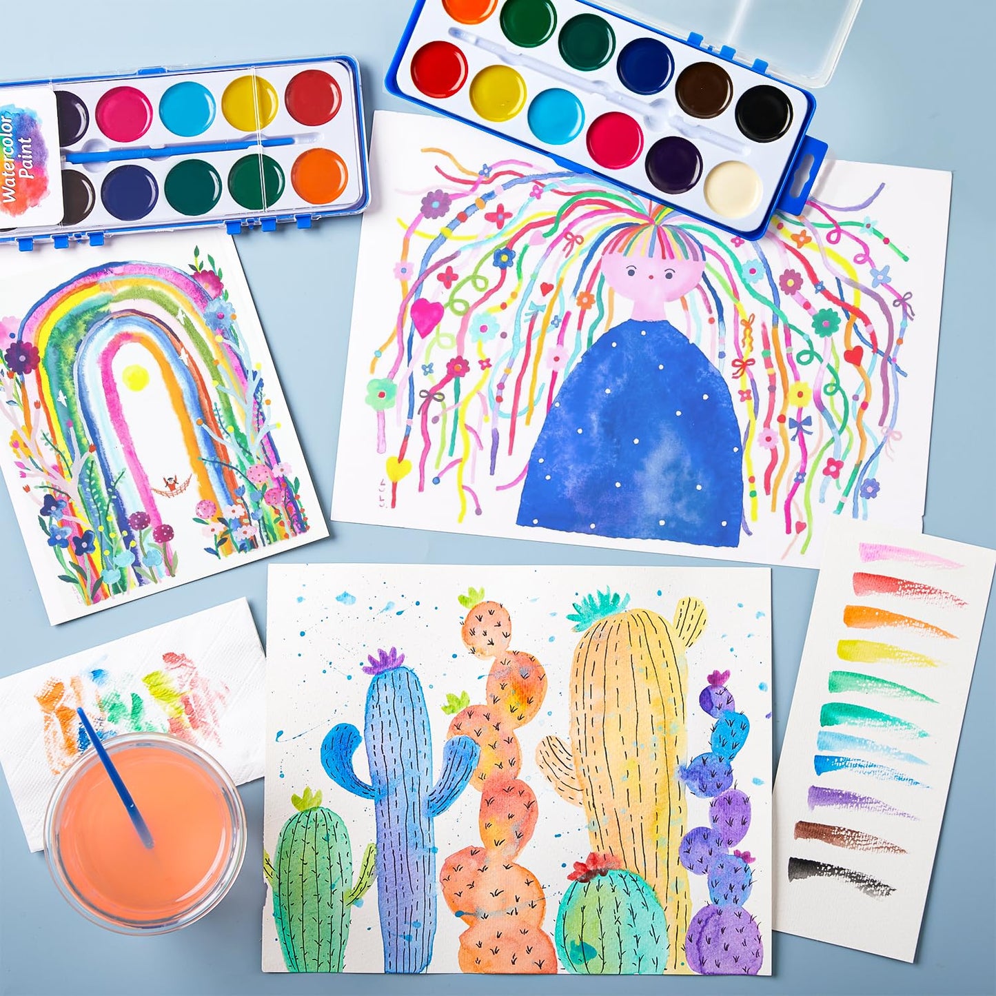 Shuttle Art 60 Pack Watercolor Paint Set – Vibrant, Washable Colors for Kids & Classrooms