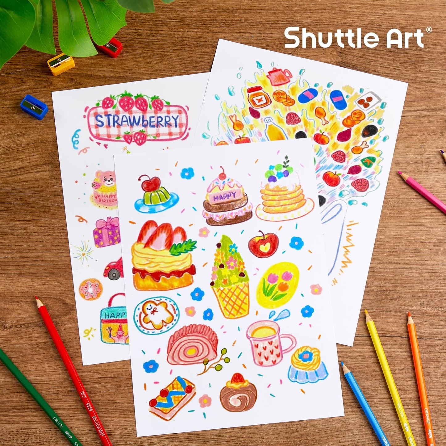 Shuttle Art 408 Pack Colored Pencils — 12 Colors + 20 Sharpeners (Classroom Bulk)