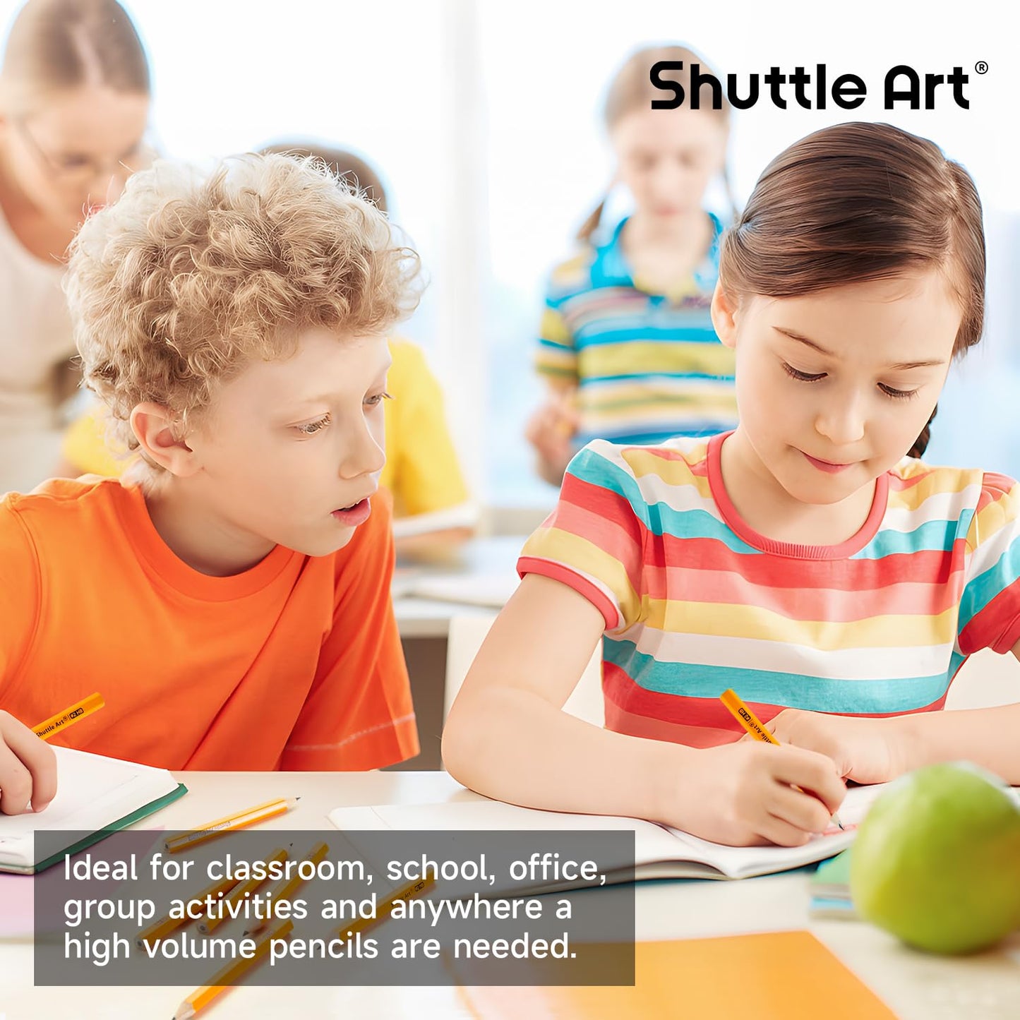 Shuttle Art 360 Pack #2 HB Golf Pencils - 3.5-inch Wood-Cased, Pre-Sharpened Bulk for Classrooms
