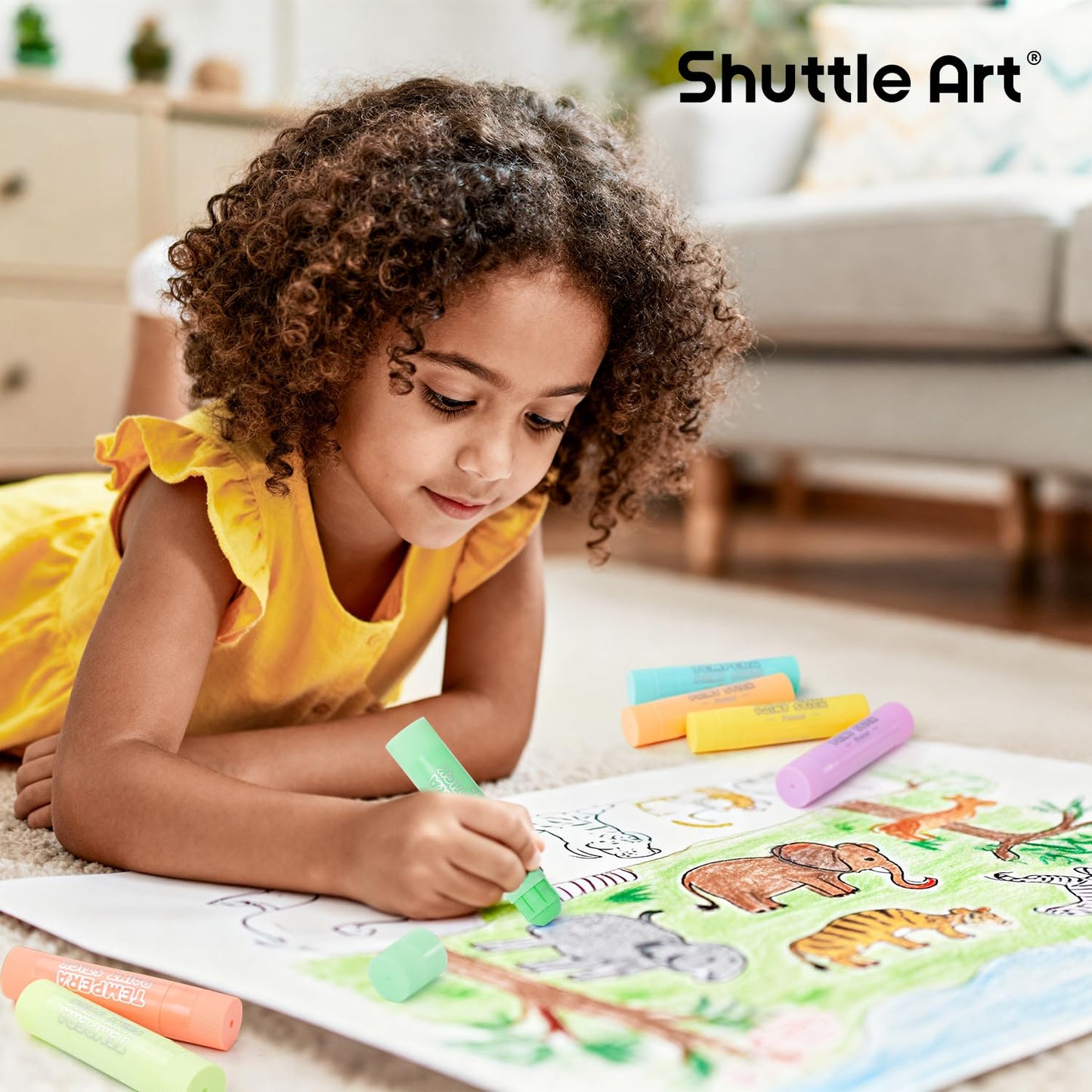 Shuttle Art Tempera Paint Sticks – 20 Pastel Colors, Quick-Dry, Washable, Non-Toxic