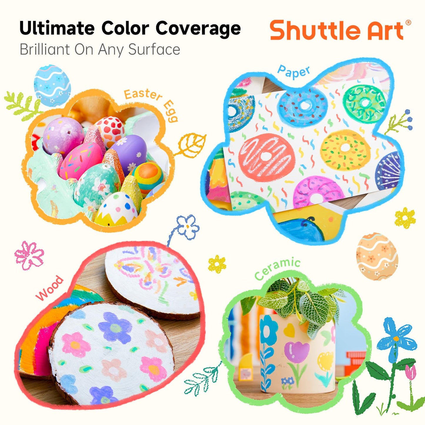Shuttle Art Tempera Paint Sticks – 20 Pastel Colors, Quick-Dry, Washable, Non-Toxic