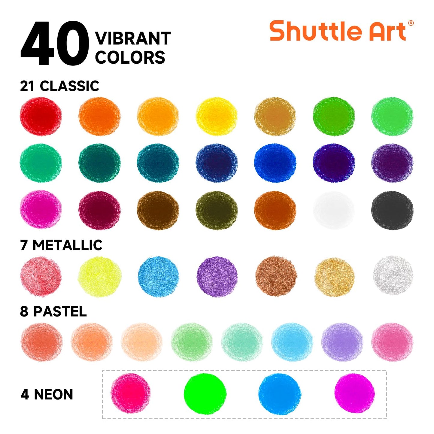Shuttle Art Tempera Paint Sticks — 40 Colors, Quick-Dry, Washable & Safe for Kids