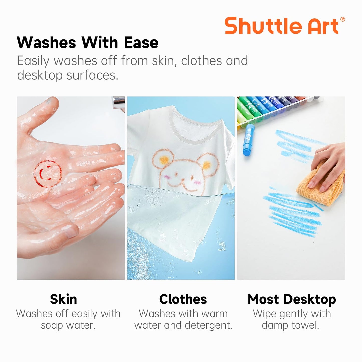 Shuttle Art Tempera Paint Sticks – 32 Colors, Quick-Drying, Non-Toxic for Kids