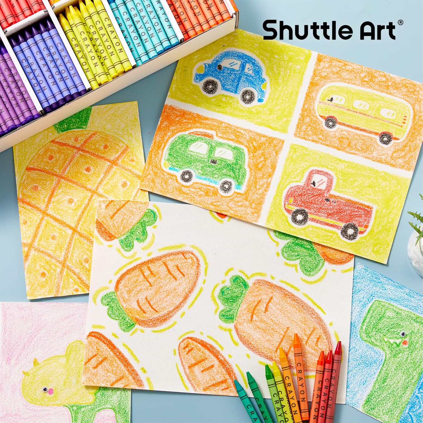 Shuttle Art Crayon Bulk Pack – 720 Count, 18 Colors, Non-Toxic Classroom Crayons for Teachers & Kids