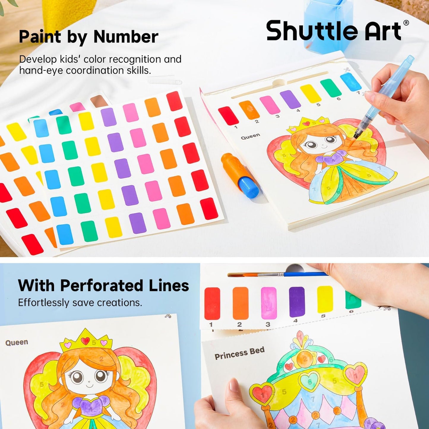 Shuttle Art Paint with Water Coloring Book for Kids – Mess-Free Travel Art Kit (4 Themes, 100 Pages)