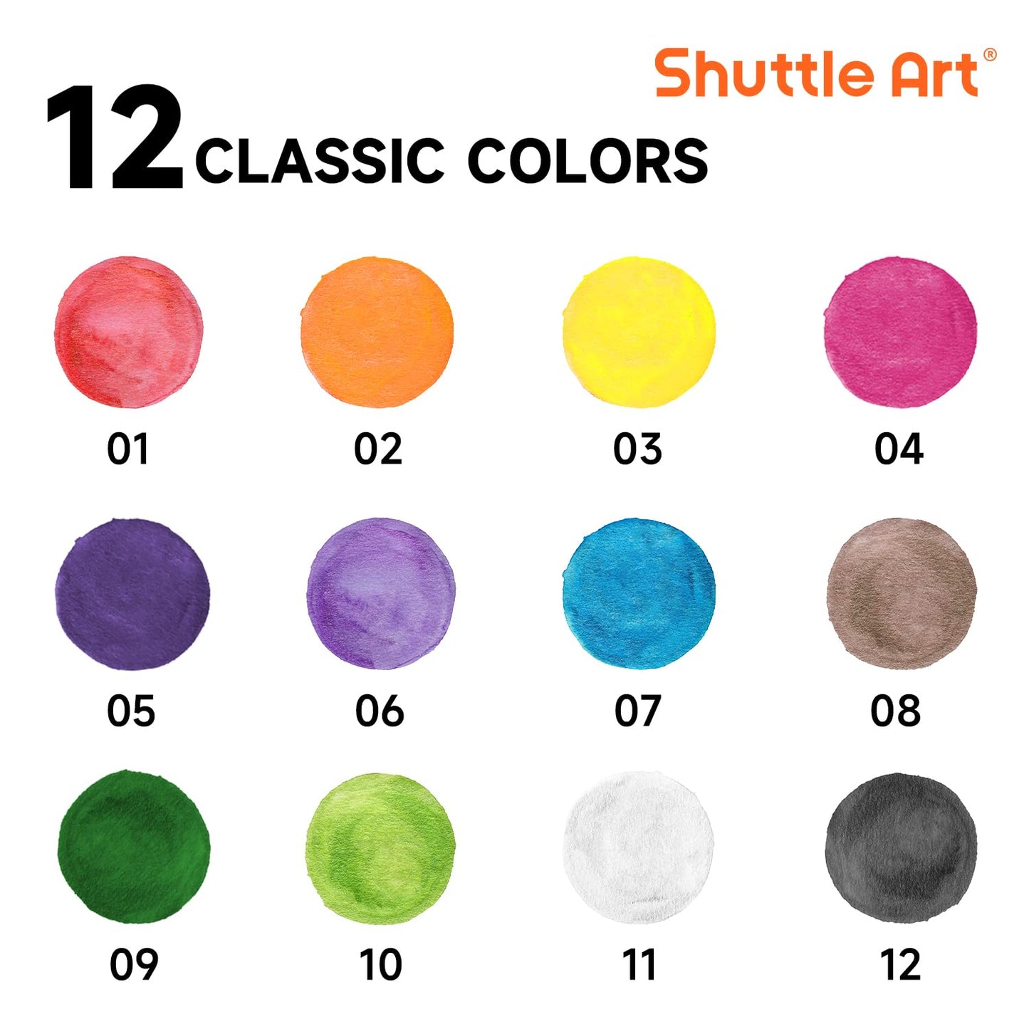Shuttle Art 60 Pack Watercolor Paint Set – Vibrant, Washable Colors for Kids & Classrooms