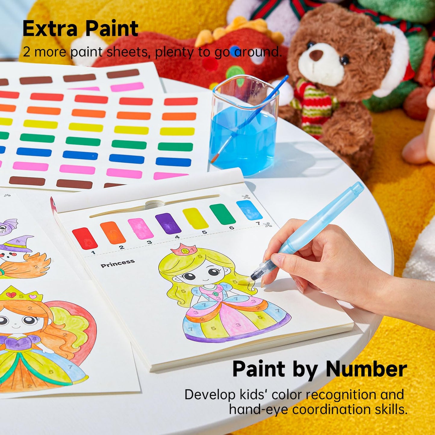Shuttle Art Paint with Water Coloring Book for Kids – 25 Princess Pages + 2 Brushes