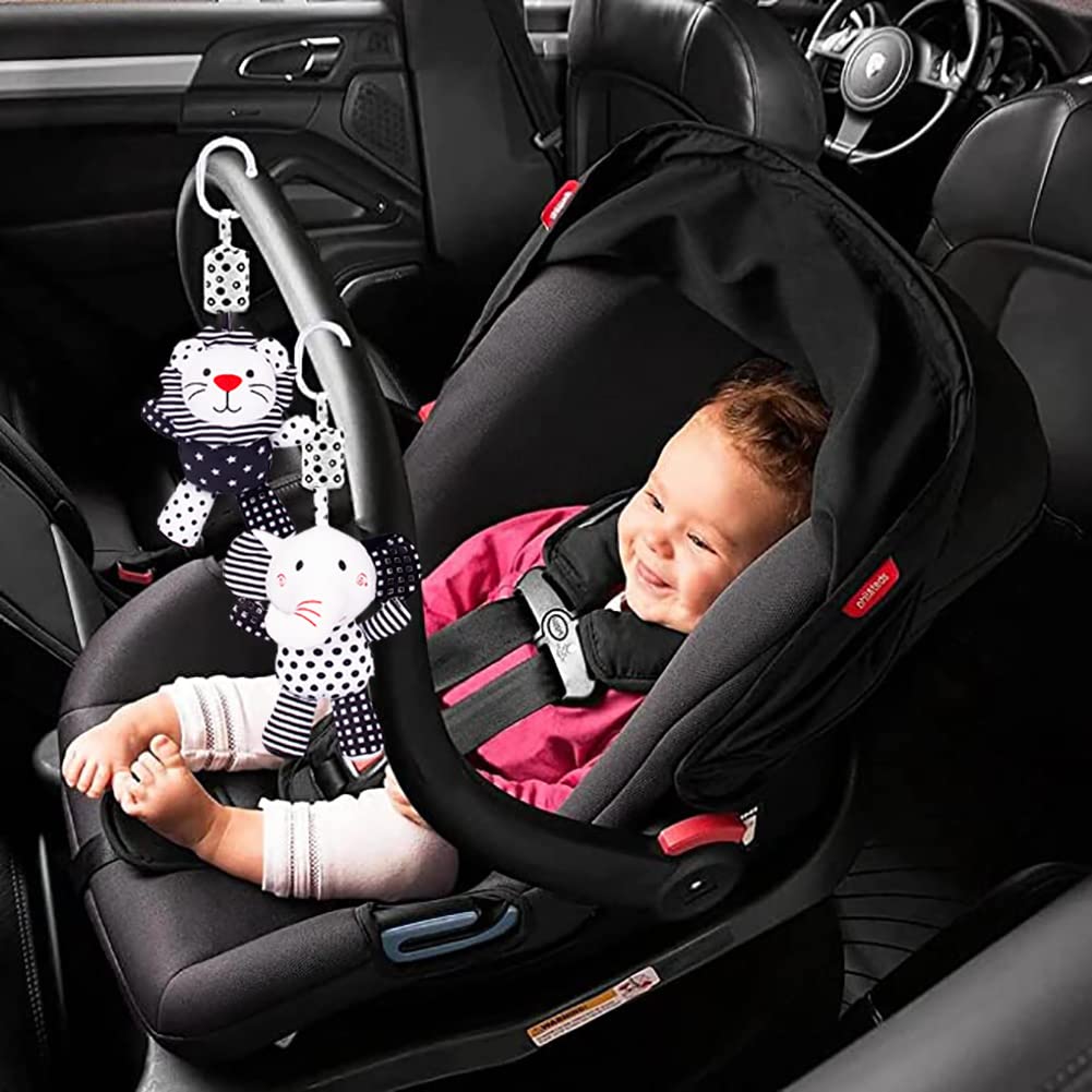 SHXERO 2Pcs Hanging Rattle Toys for Babies – Clip-On Plush Wind Chime Toys for Strollers & Car Seats (0–36 Months)