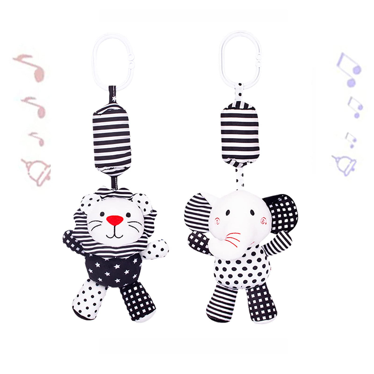 SHXERO 2Pcs Hanging Rattle Toys for Babies – Clip-On Plush Wind Chime Toys for Strollers & Car Seats (0–36 Months)