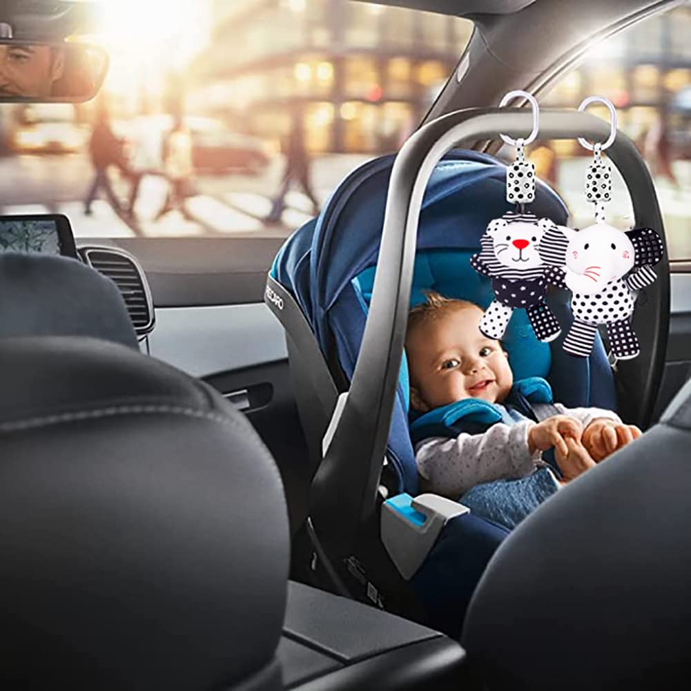 SHXERO 2Pcs Hanging Rattle Toys for Babies – Clip-On Plush Wind Chime Toys for Strollers & Car Seats (0–36 Months)