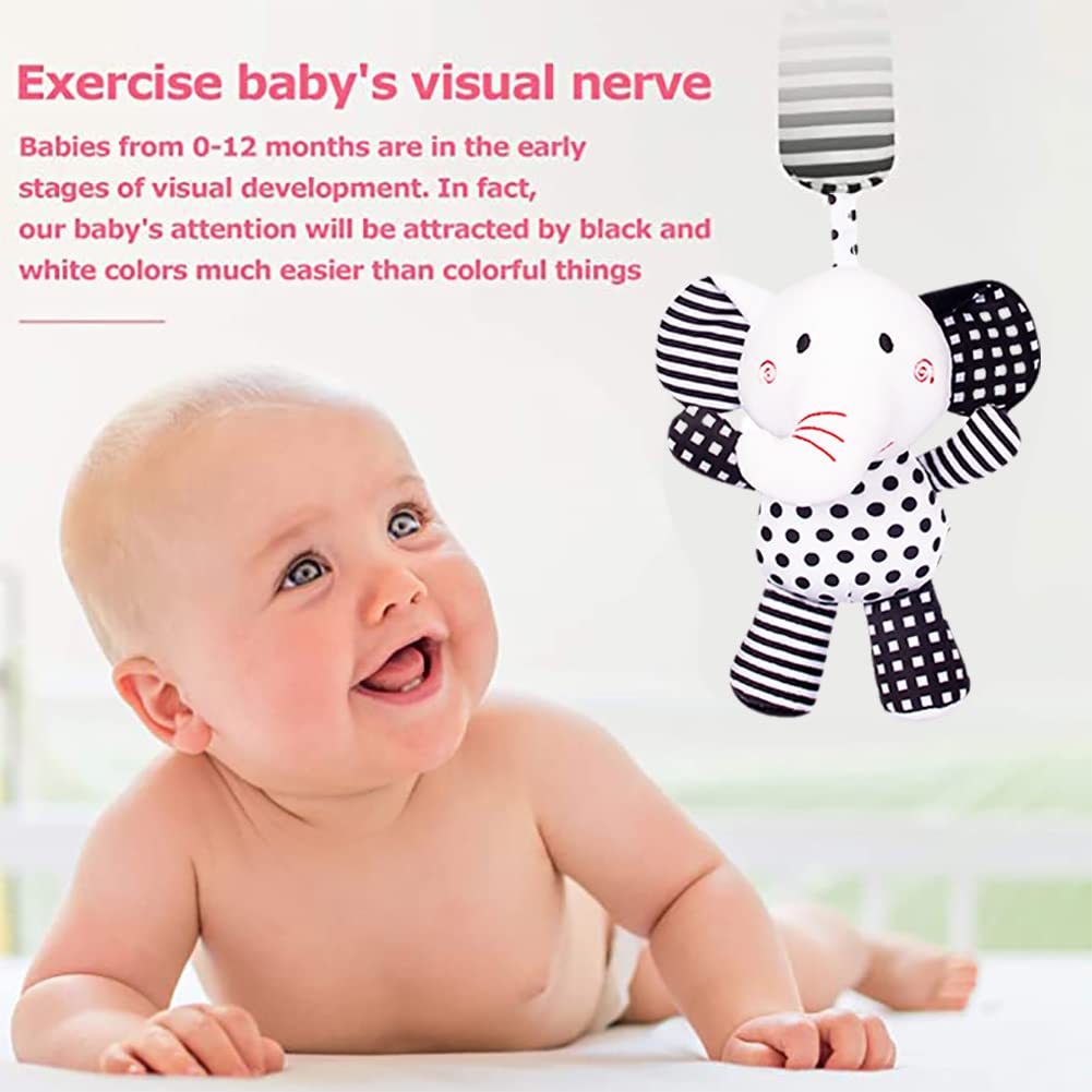 SHXERO 2Pcs Hanging Rattle Toys for Babies – Clip-On Plush Wind Chime Toys for Strollers & Car Seats (0–36 Months)