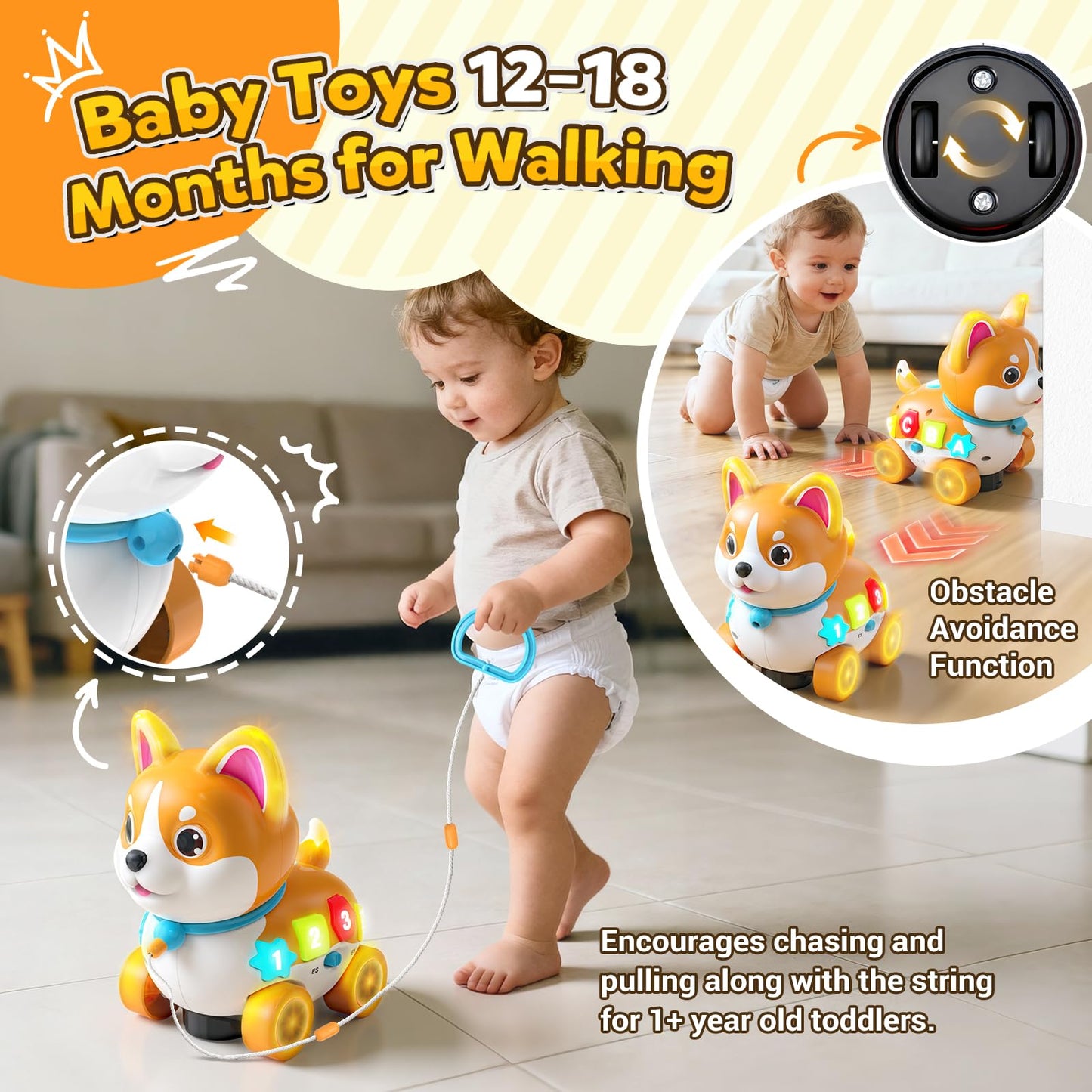 SHXYKZ 3-in-1 Musical Puppy Toy for 6-18 Months | Crawling & Walking