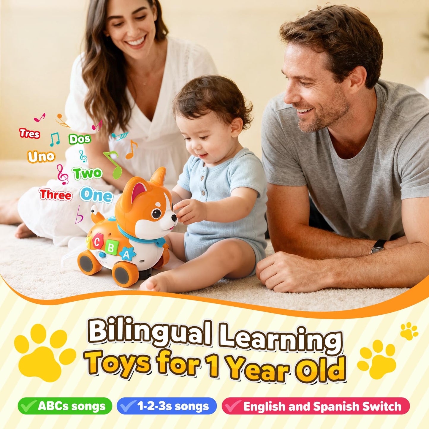 SHXYKZ 3-in-1 Musical Puppy Toy for 6-18 Months | Crawling & Walking