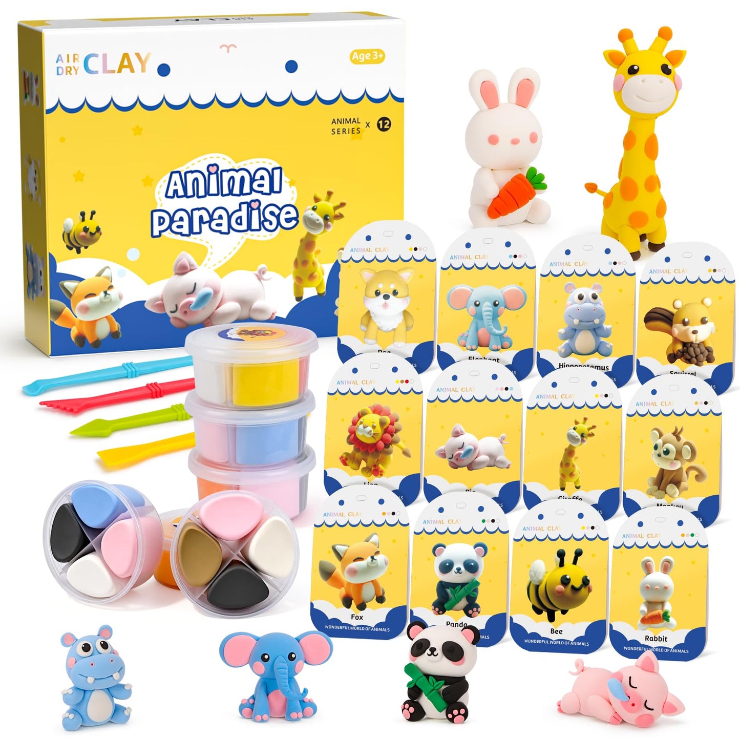 SHXYKZ Air Dry Clay Kit for Kids — 12 Animals with Tools