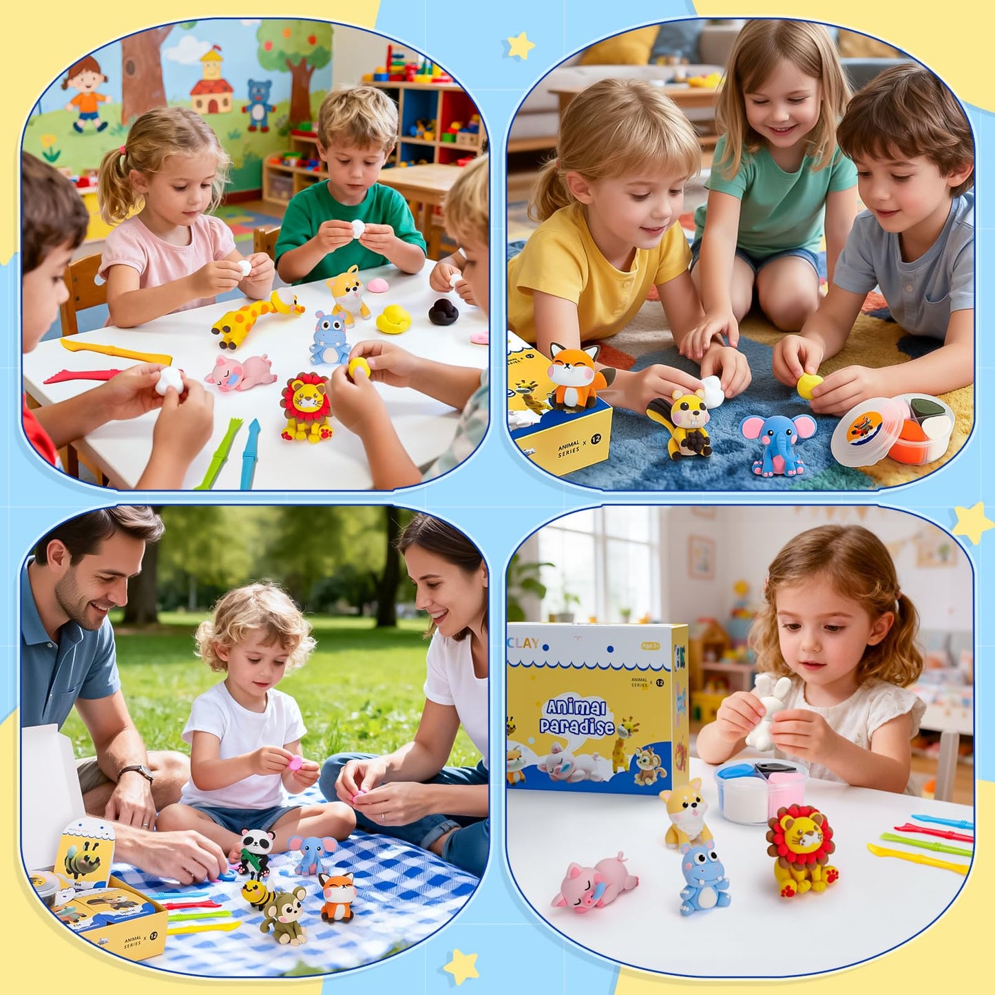 SHXYKZ Air Dry Clay Kit for Kids — 12 Animals with Tools