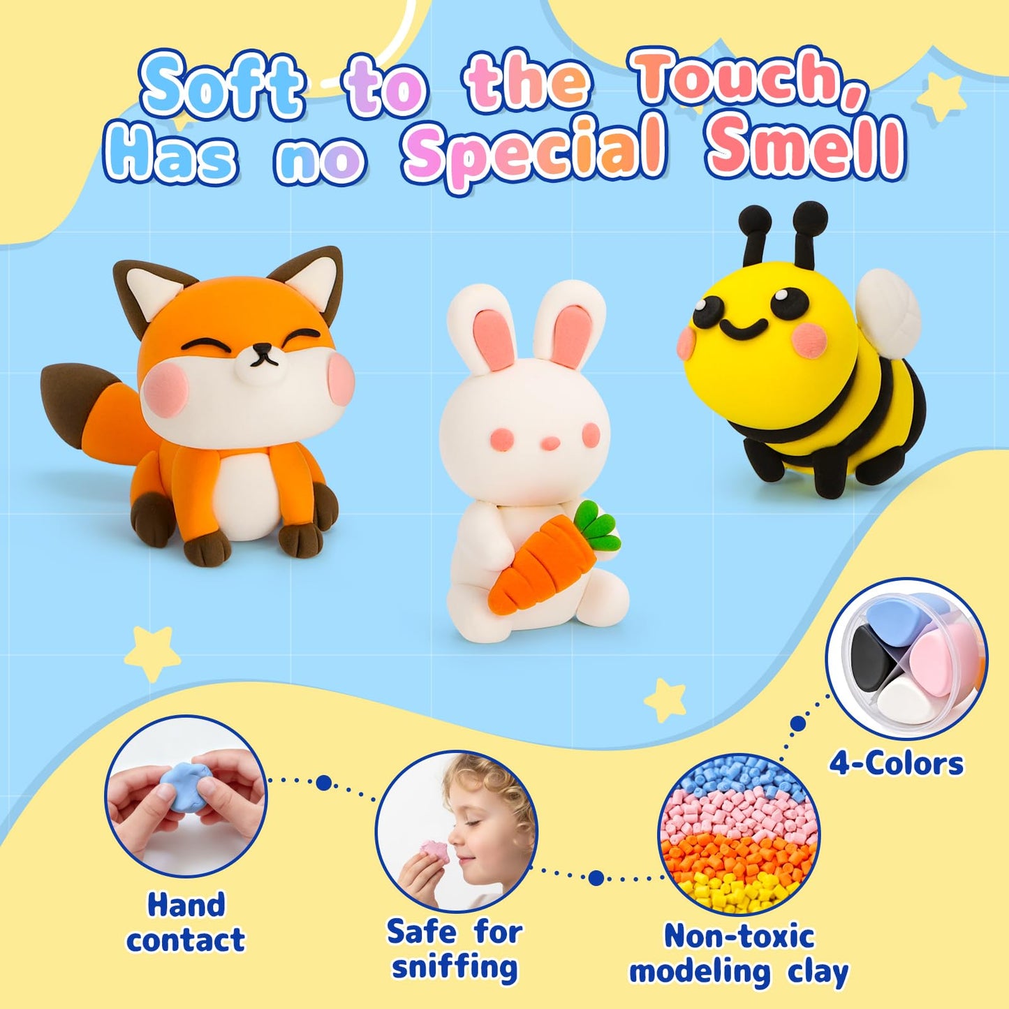 SHXYKZ Air Dry Clay Kit for Kids — 12 Animals with Tools
