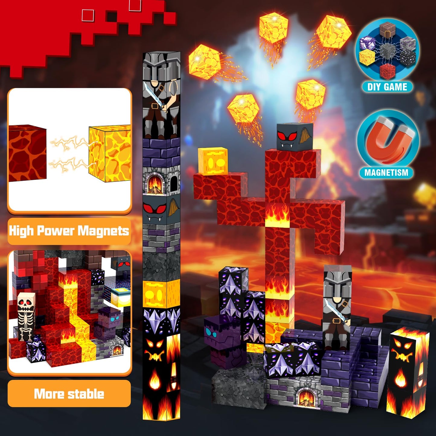 SHXYKZ 150-Pcs Dungeon-Themed Magnetic Blocks | STEM Montessori Toys for Kids