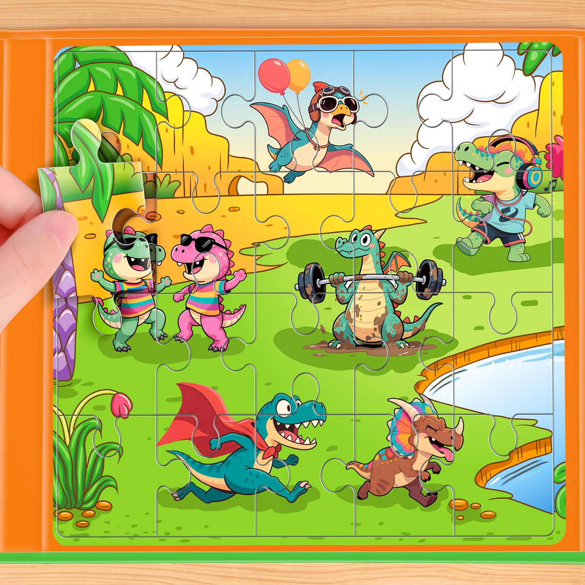 SHXYKZ 3-in-1 Magnetic Dinosaur Puzzles – 20-Piece Travel-Friendly Puzzles for Ages 3–6