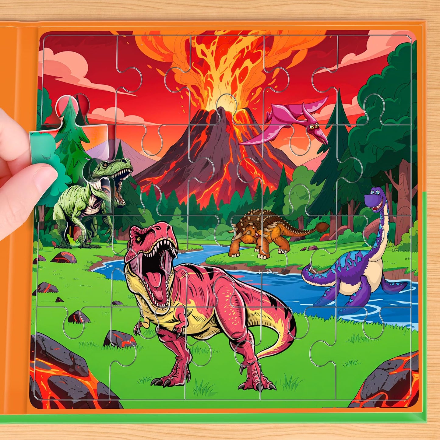 SHXYKZ 3-in-1 Magnetic Dinosaur Puzzles – 20-Piece Travel-Friendly Puzzles for Ages 3–6