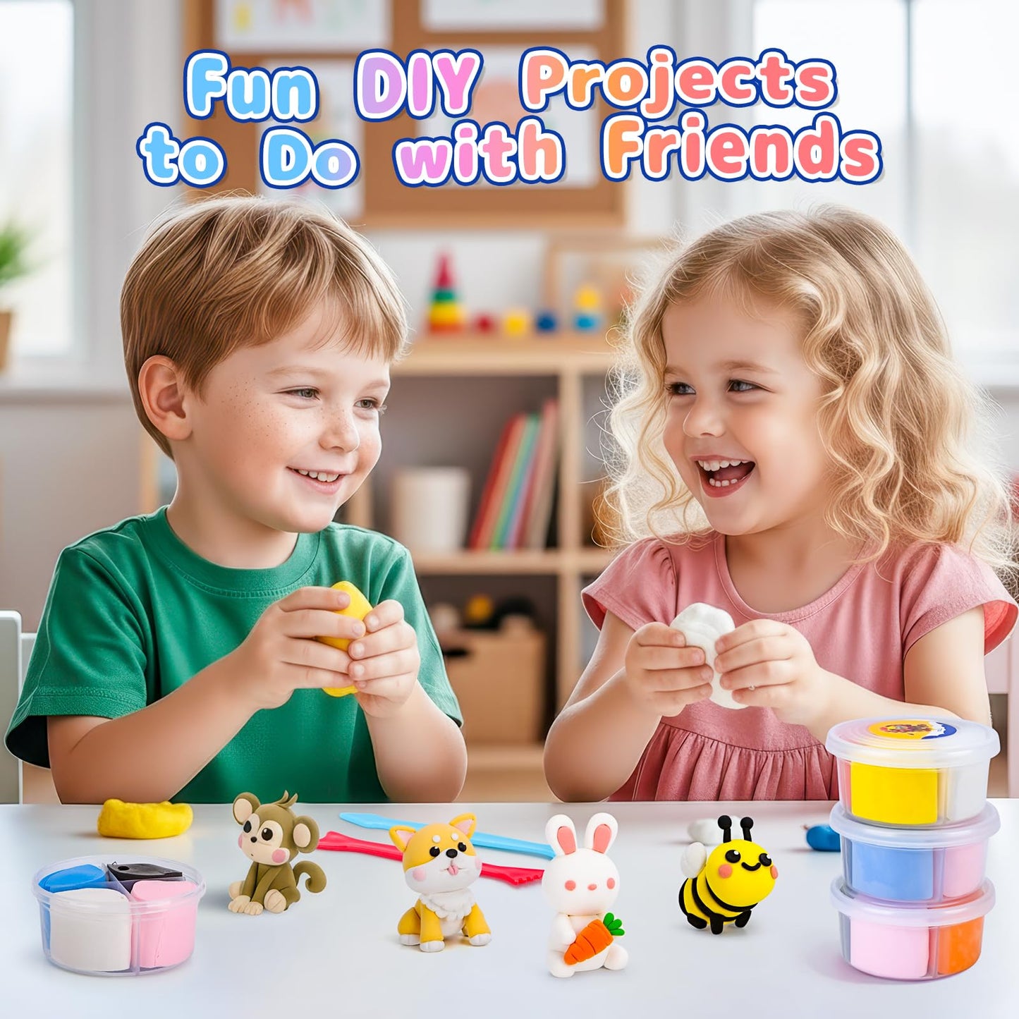 SHXYKZ Air Dry Clay Kit for Kids — 12 Animals with Tools