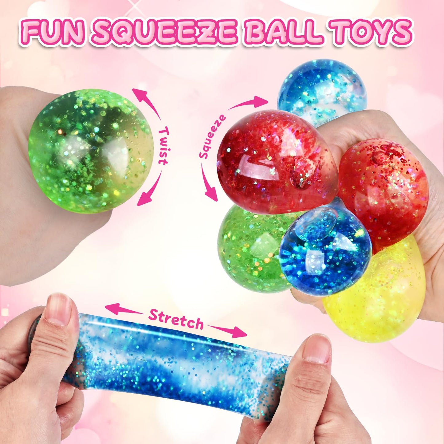 ShyLizard 24-Pack Valentine's Day Cards with Squeeze Balls – Kids Classroom Gift Set