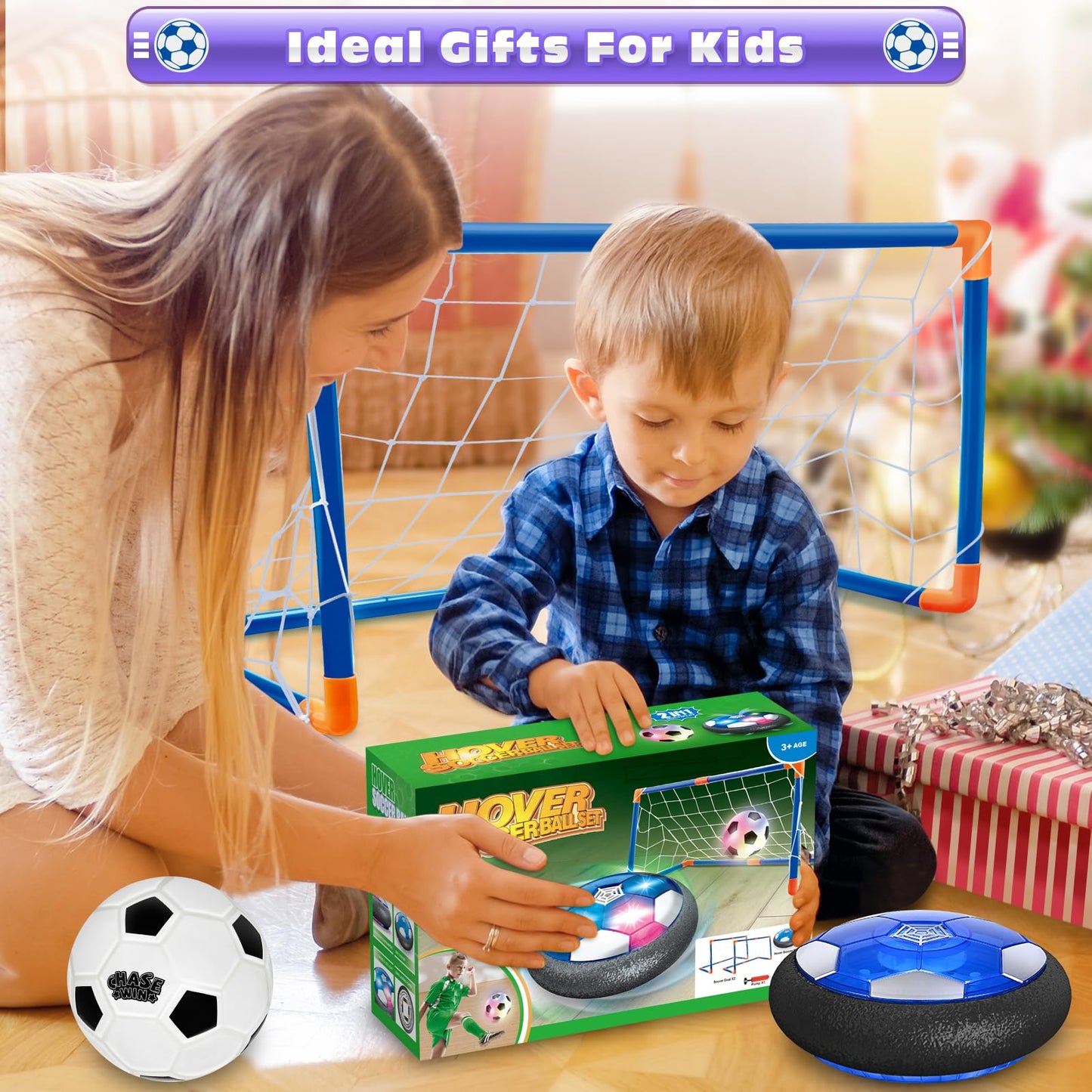 ShyLizard Hover Soccer Ball Set – LED Light-Up Indoor/Outdoor Soccer Toys with 2 Goals for Kids 3–12