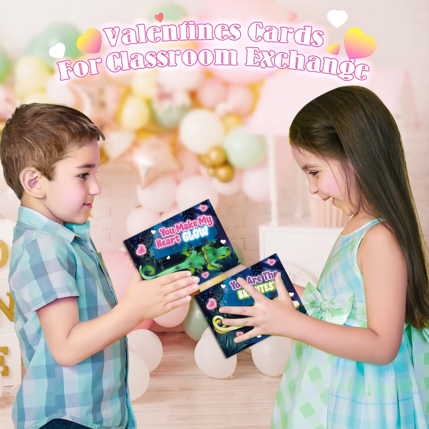ShyLizard 24-Pack Valentines with Glow-in-the-Dark Lizard Toys | Kids Cards & Gifts