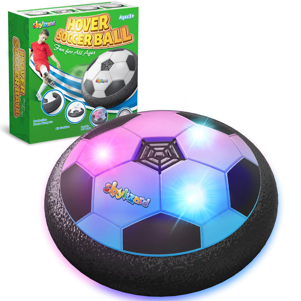 ShyLizard Hover Soccer Ball – LED Indoor-Outdoor Toy for Kids 3-8
