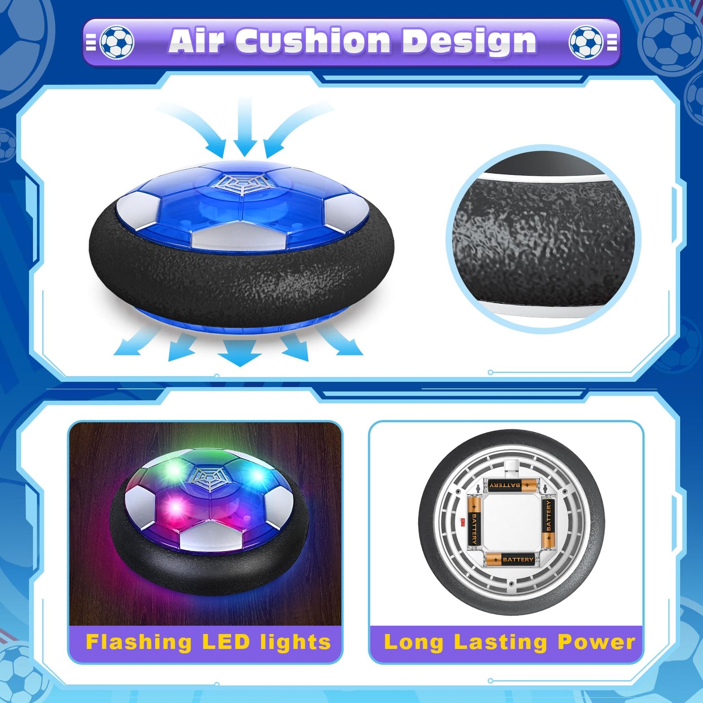 ShyLizard Hover Soccer Ball Set – LED Light-Up Indoor/Outdoor Soccer Toys with 2 Goals for Kids 3–12
