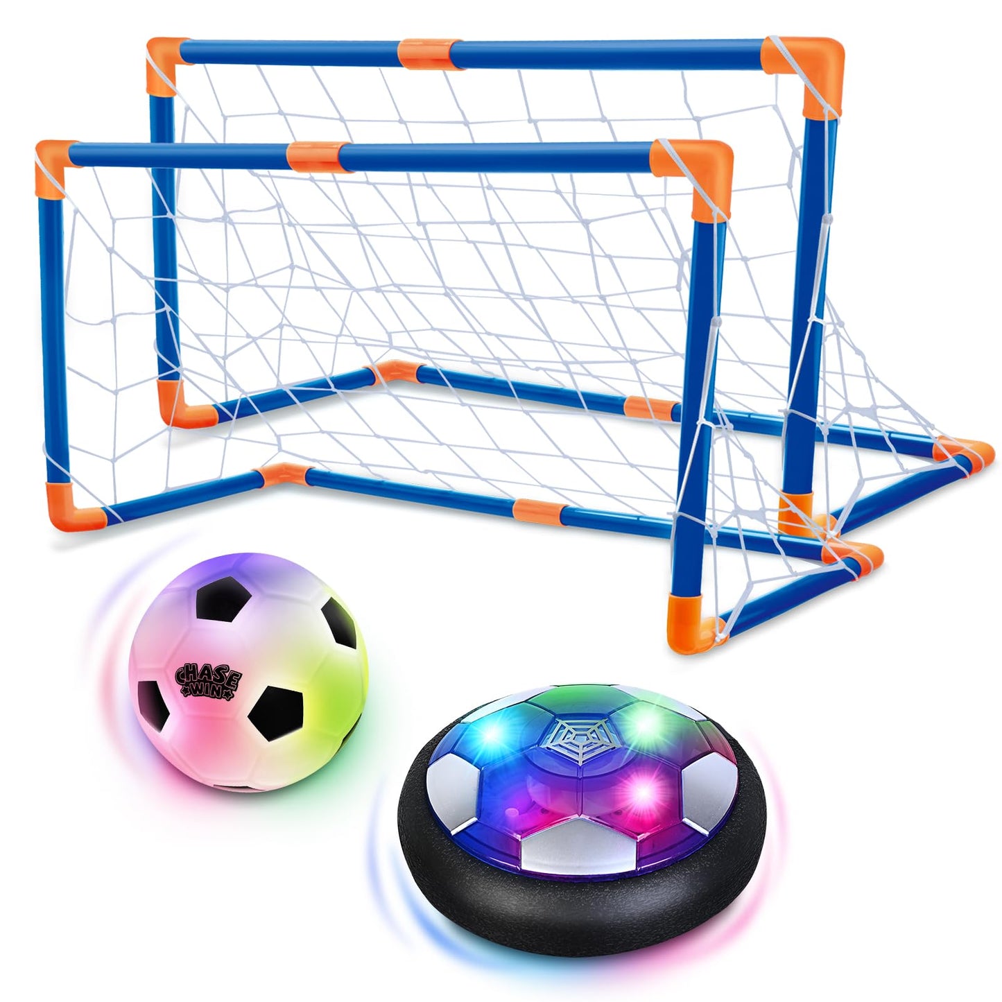 ShyLizard Hover Soccer Ball Set – LED Light-Up Indoor/Outdoor Soccer Toys with 2 Goals for Kids 3–12
